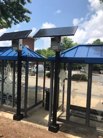 SunInOne's solar bus shelter at cary depot
