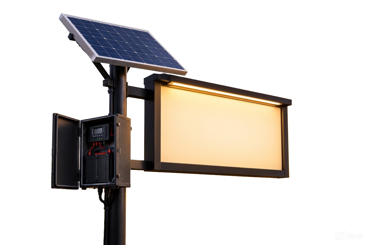 Solar sign lighting kit with solar panel